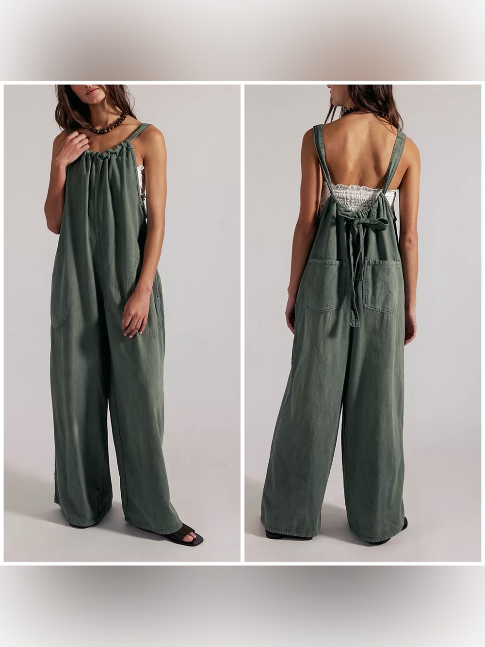 NWT Free People We The Free Freebird Jumpsuit - Four Leaf Clover Green - XS